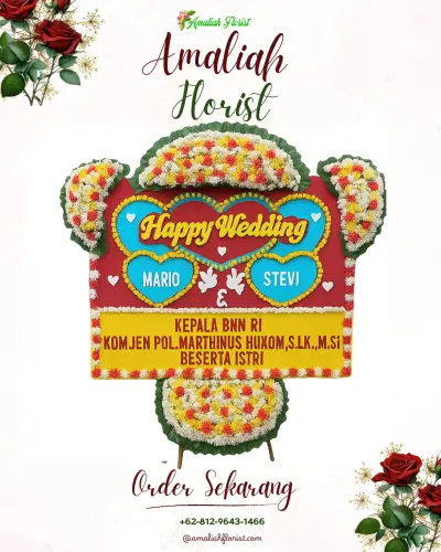 Karangan Papan Bunga Pernikahan di Pacar
